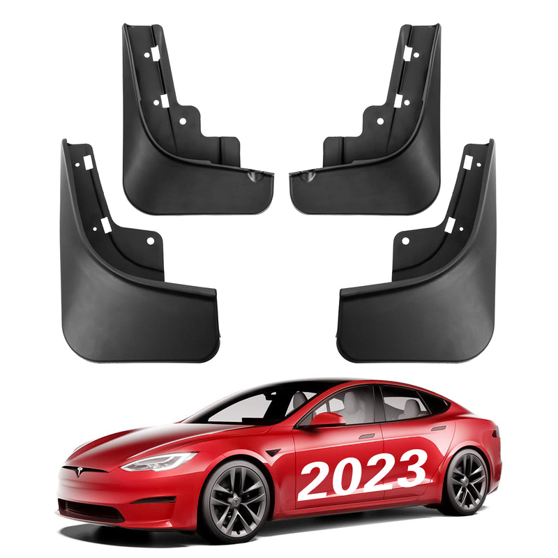 BASENOR 2023 2022 Tesla Model S/Model S Plaid Mud Flaps Splash Guards No Drilling Required Mudguards Vehicle Protector Mudflaps Exterior Accessories (Set of 4)