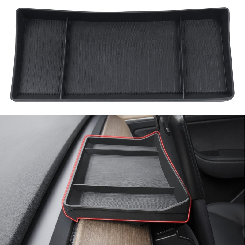 Basenor Tesla Model 3 Model Y Center Console Organizer Behind Screen Storage Box Dashboard Hidden Tray Non-Slip Sunglasses Holder Interior Accessories