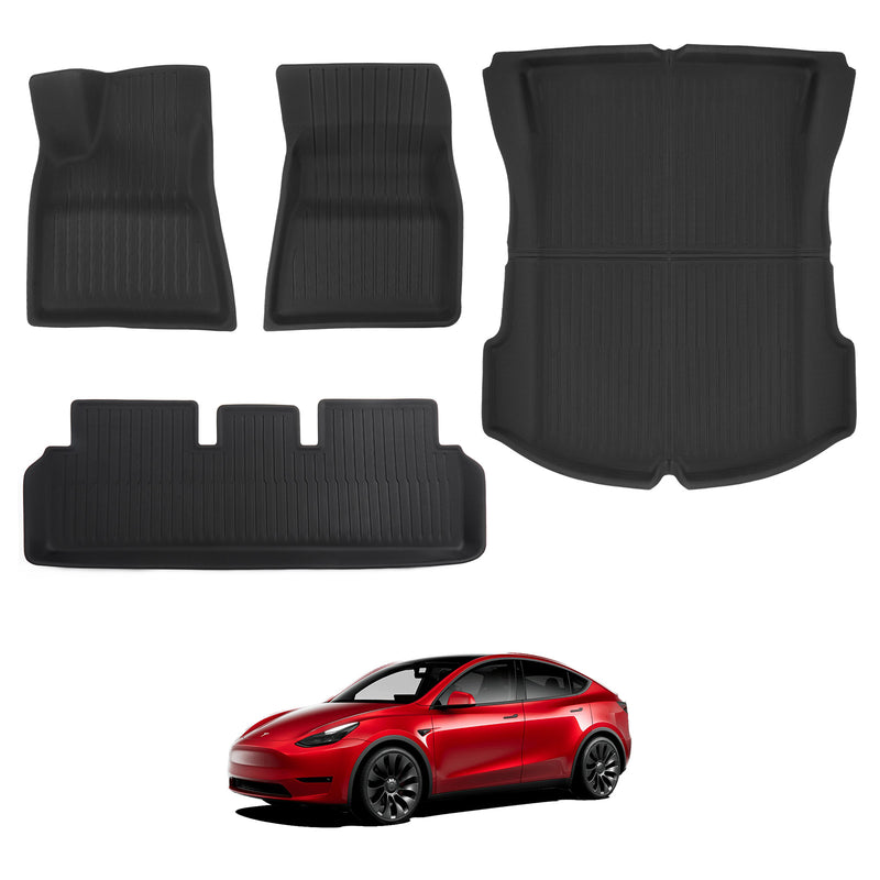 BASENOR 4PCS Tesla Model 3 Floor Mats 3D Interior Liners All-Weather Anti-Slip Waterproof Trunk Mat Cargo Liners Accessories Compatible with Model 3 2023 2022 2021