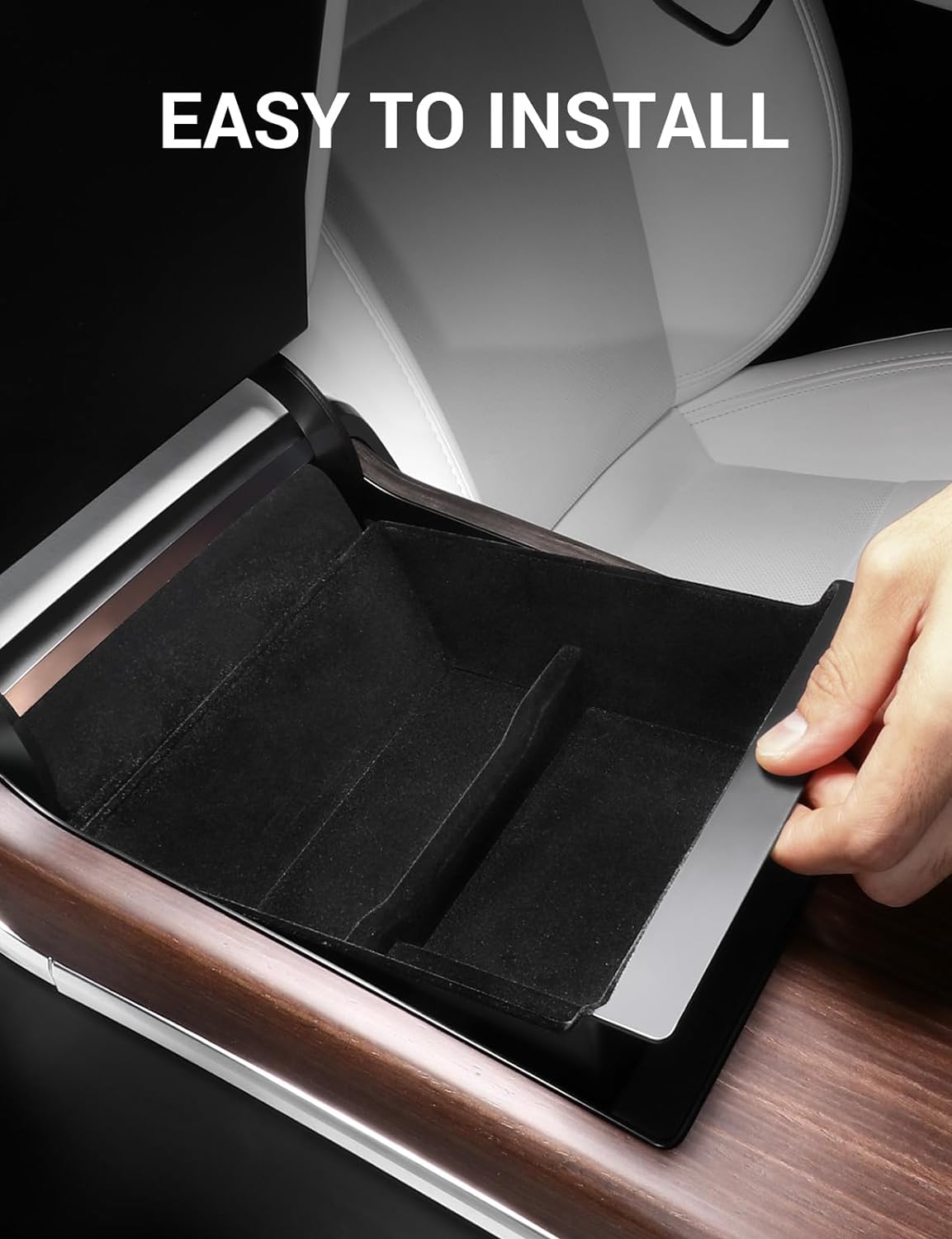 2017-2024 Tesla Model 3 & Model Y Armrest Hidden Storage - Carbon Magnetic - Image 5