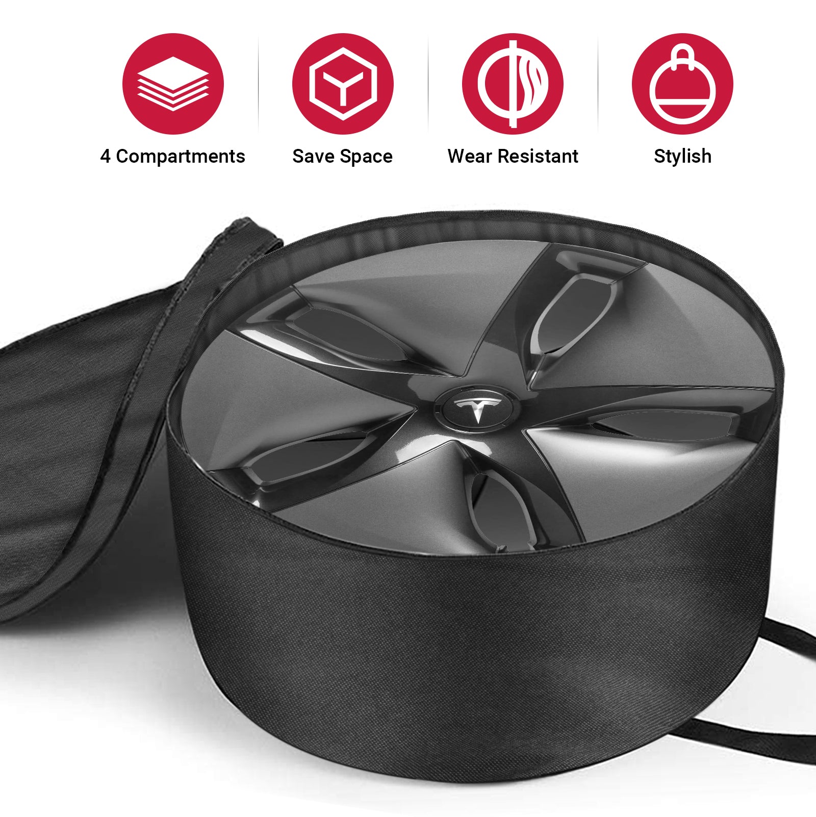 2017-2026 Tesla Model 3 & Model Y Wheel Cover Storage Bag - Waterproof 18-20" - Image 2