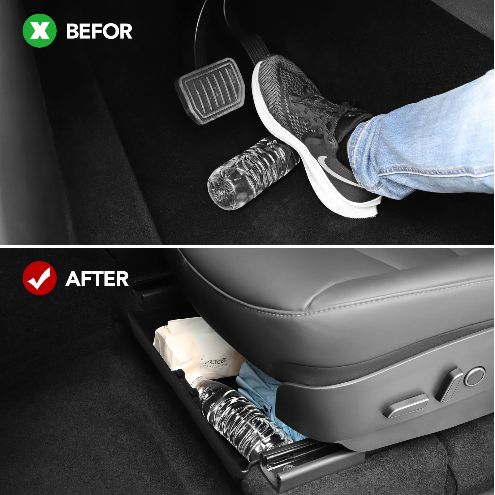 2020-2024 Tesla Model Y Under Seat Storage - Waterproof Hidden Organizer - Image 2