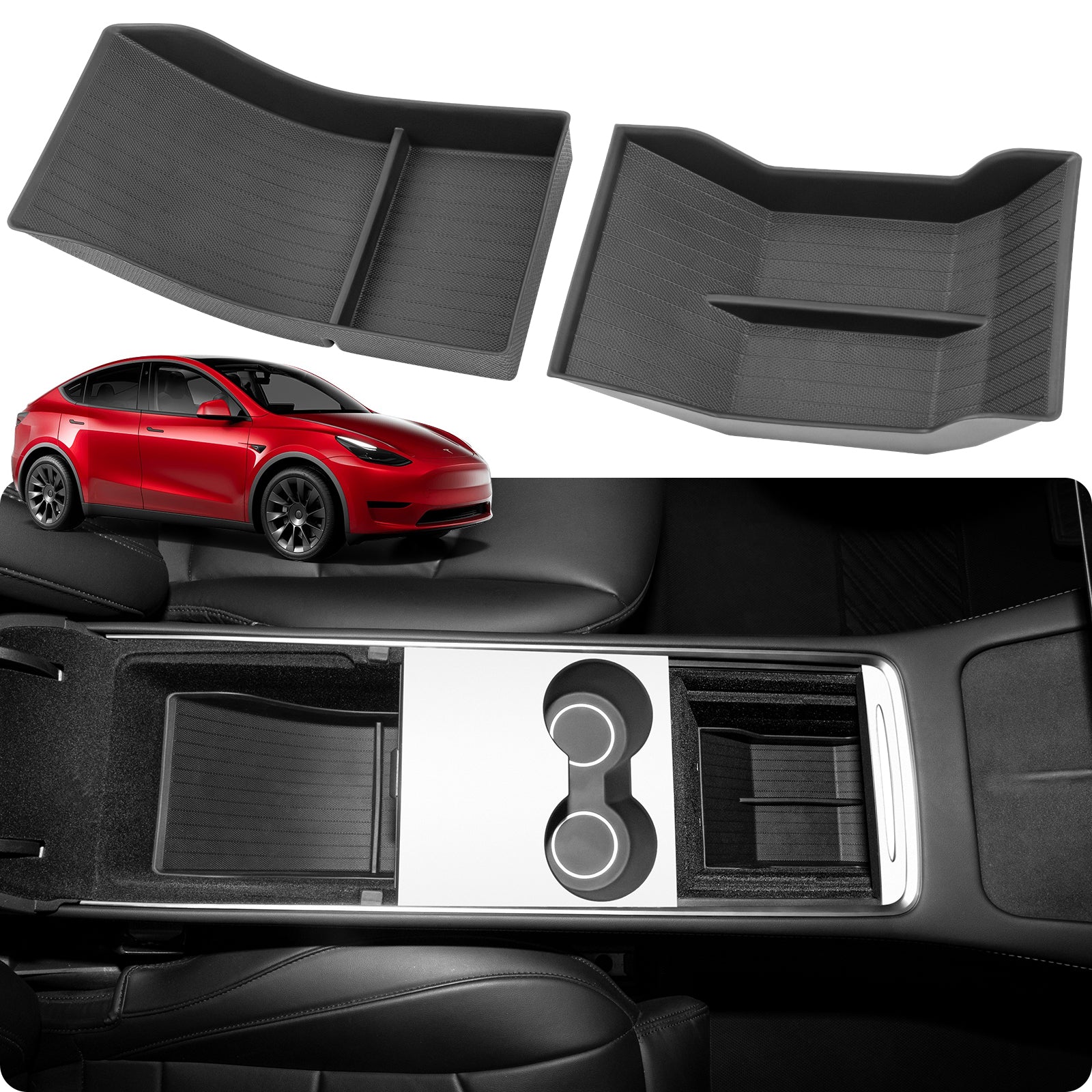 2021-2023 Tesla Model 3 & 2021-2024 Model Y Lower Console Organizer - TPE Bottom Storage