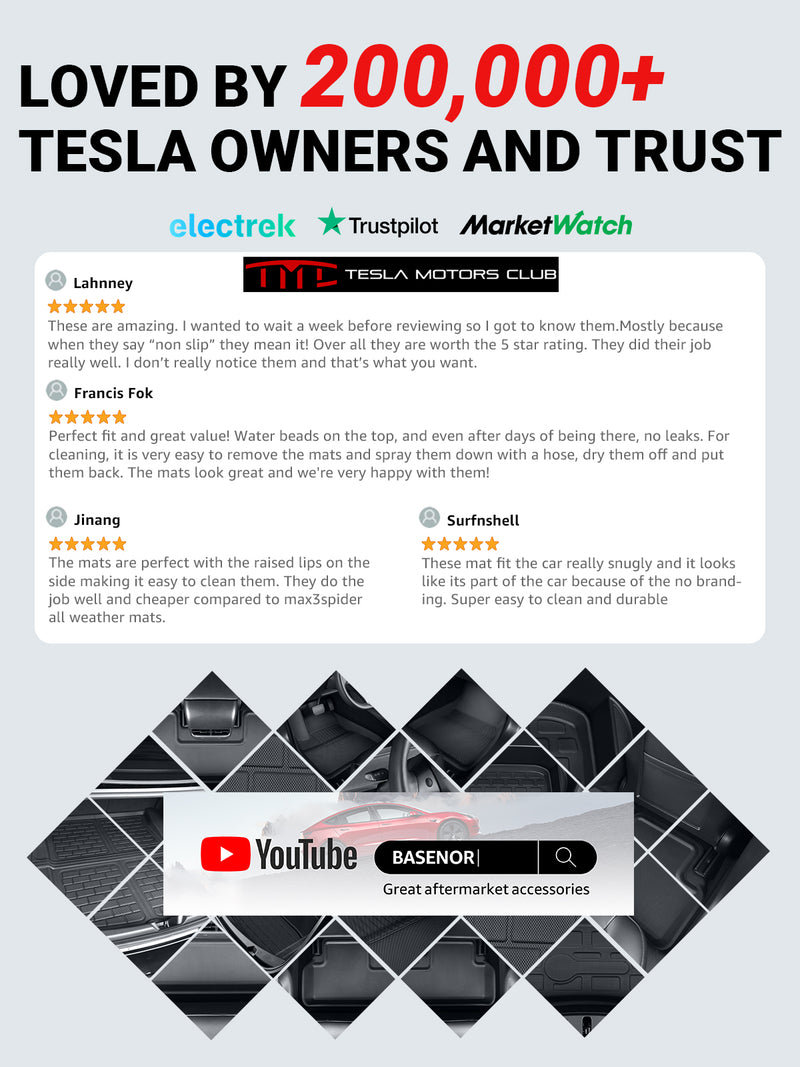 BASENOR Full Set Mats for 2021-2023 Tesla Model 3