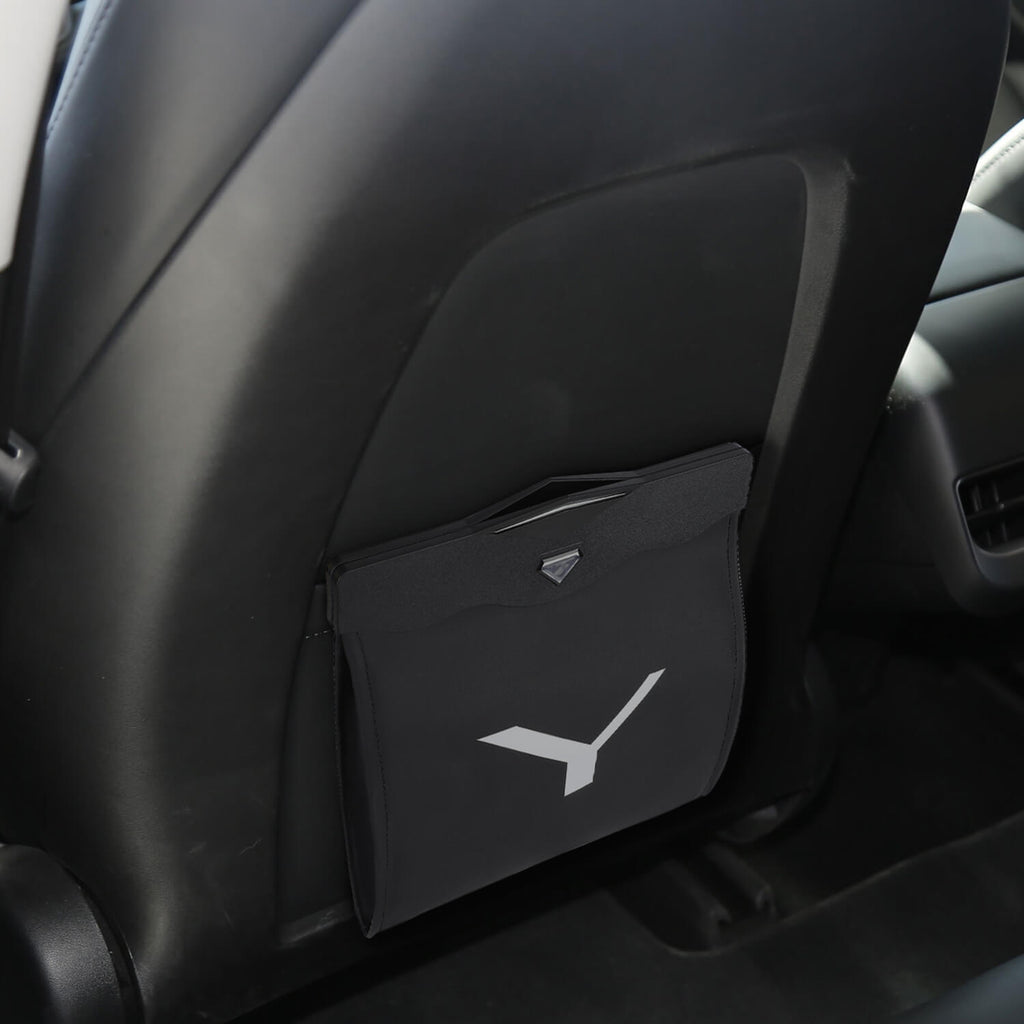 BASENOR 2022 2021 2020 Tesla Model Y Trash Can PU Leather Garbage Bin