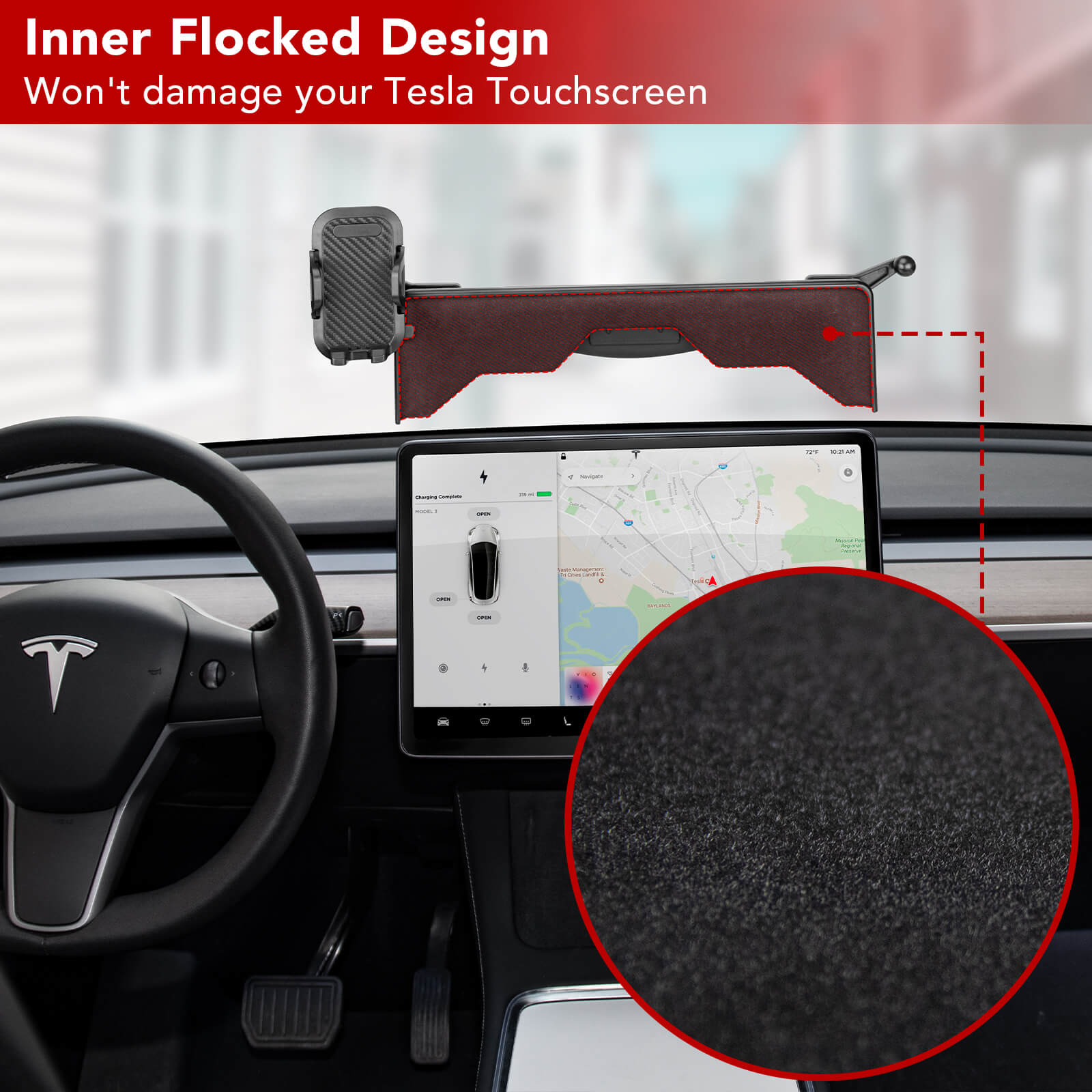BASENOR Phone Mount Sunglass Holder Cell Phone Stand Interior Accessories Compatible with All Smartphone for Tesla Model Y Model 3