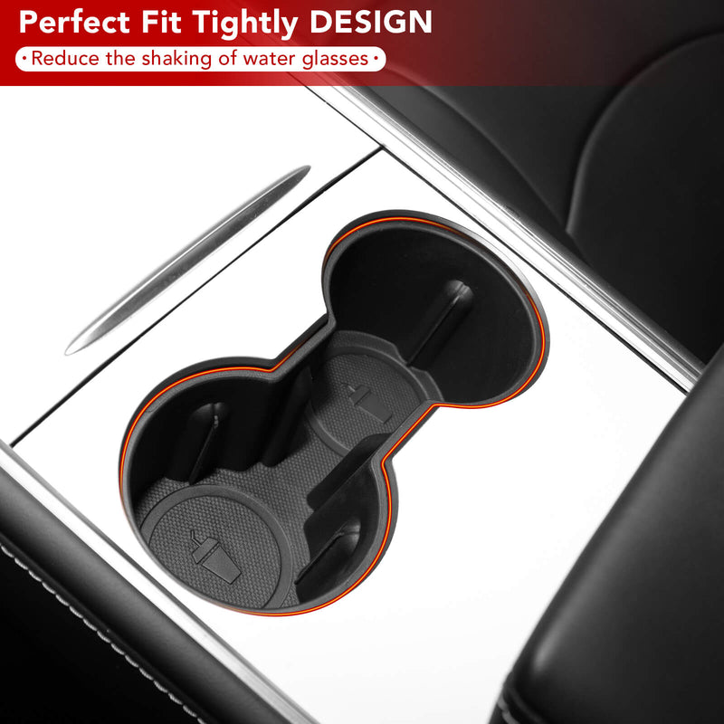 2021-2024 Tesla Model Y & Model 3 Cup Holder Cover with Key Card Hole-  Glossy Carbon