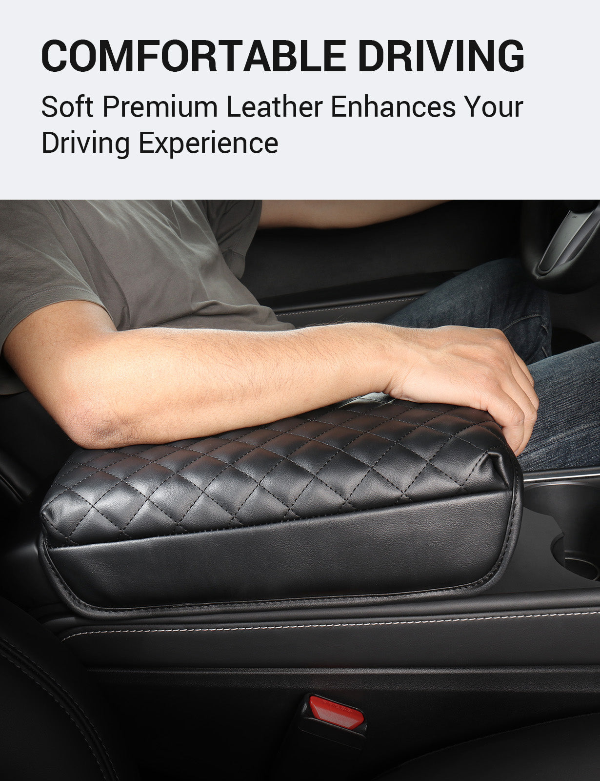 BASENOR Center Console Cover Armrest Pad for 2016-2023 Tesla Model 3 Model Y