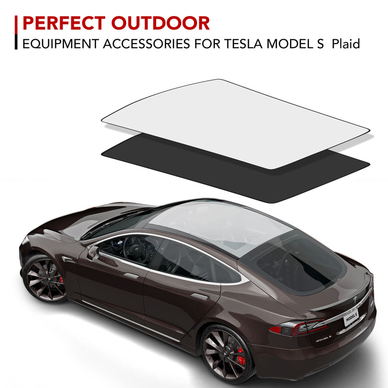 BASENOR Plaid Glass Roof Sunshade ( 2pcs) for 2023 2022 2021 Tesla Model S