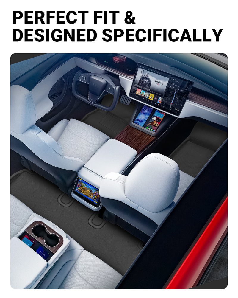 BASENOR Floor Mats 3D Full Set for 2023 2022 2021 Tesla Model S
