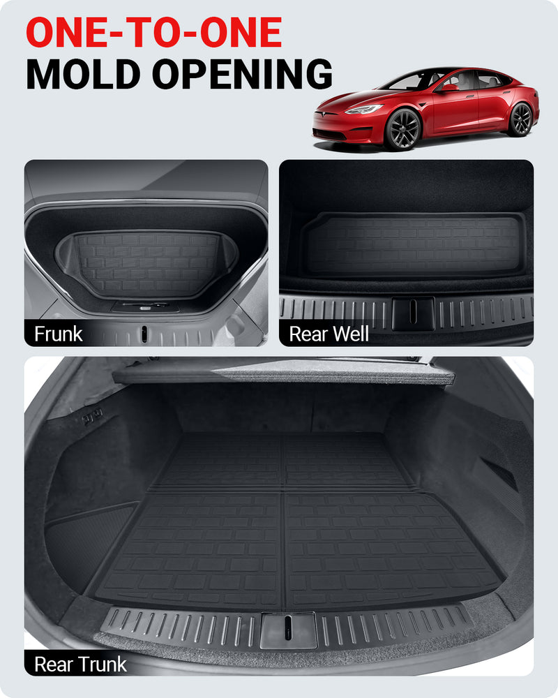 BASENOR Floor Mats 3D Full Set for 2023 2022 2021 Tesla Model S