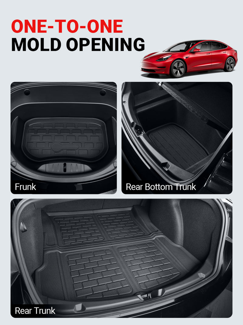 BASENOR 2021-2024 Tesla Model 3 Floor Mats 3D All-Weather Anti-Slip  Waterproof Full Cover Floor Liners Set Carpet Set for Tesla Model 3  Interior