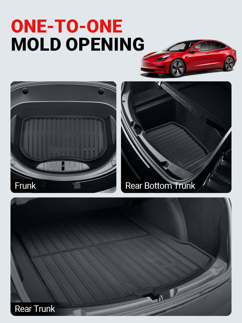 BASENOR Floor Mat TPE Full Set Mats for 2021 2022 2023 Tesla Model 3