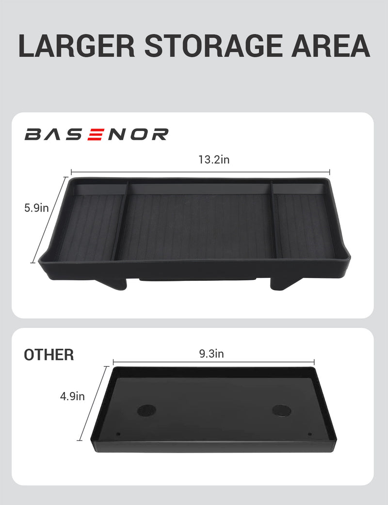 Basenor Tesla Model 3 Model Y Center Console Organizer Behind Screen Storage Box Dashboard Hidden Tray Non-Slip Sunglasses Holder Interior Accessories