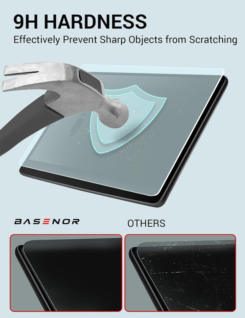 BASENOR Tesla Model Y Model 3 Screen Protector Matte Center Control Tempered Glass Touchscreen Protector 9H Anti Fingerprint Anti-Glare Interior Accessories Gen 2 (Not Suitable for 2024 Model 3)