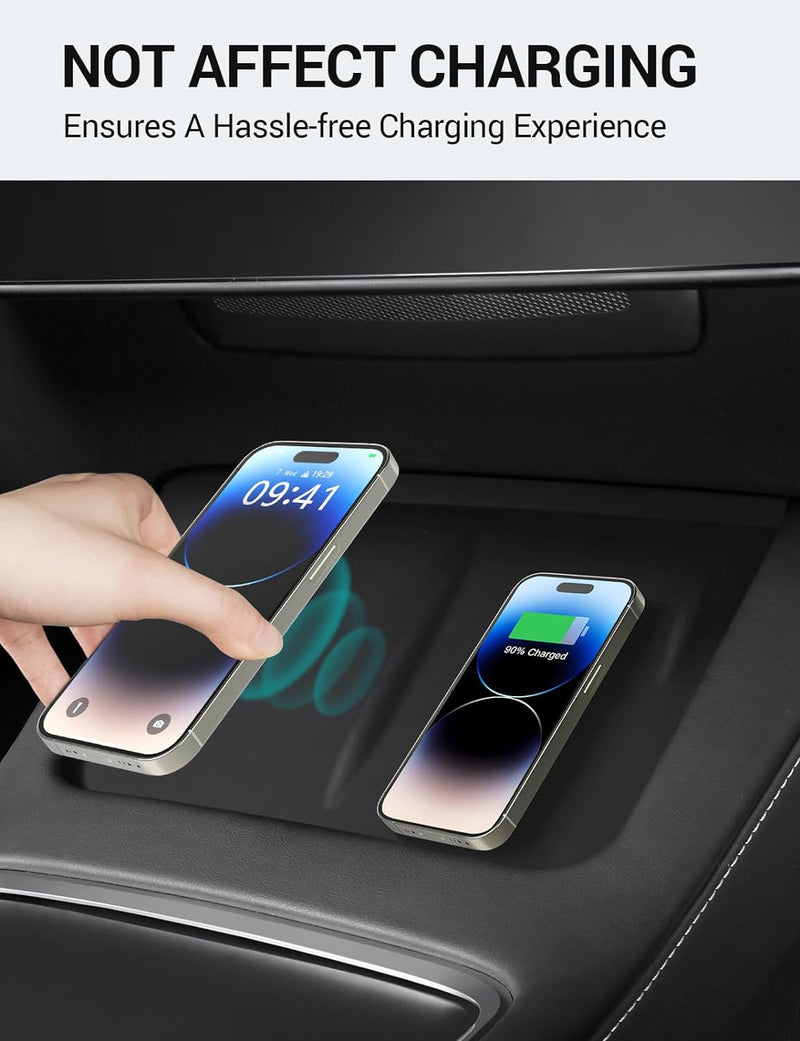 BASENOR Tesla Model Y Model 3 Center Console Wireless Charger Mat Silicone Mat Wireless Charging Phone Pad for Tesla Interior Accessories (Not Suitable for 2024 Model 3)