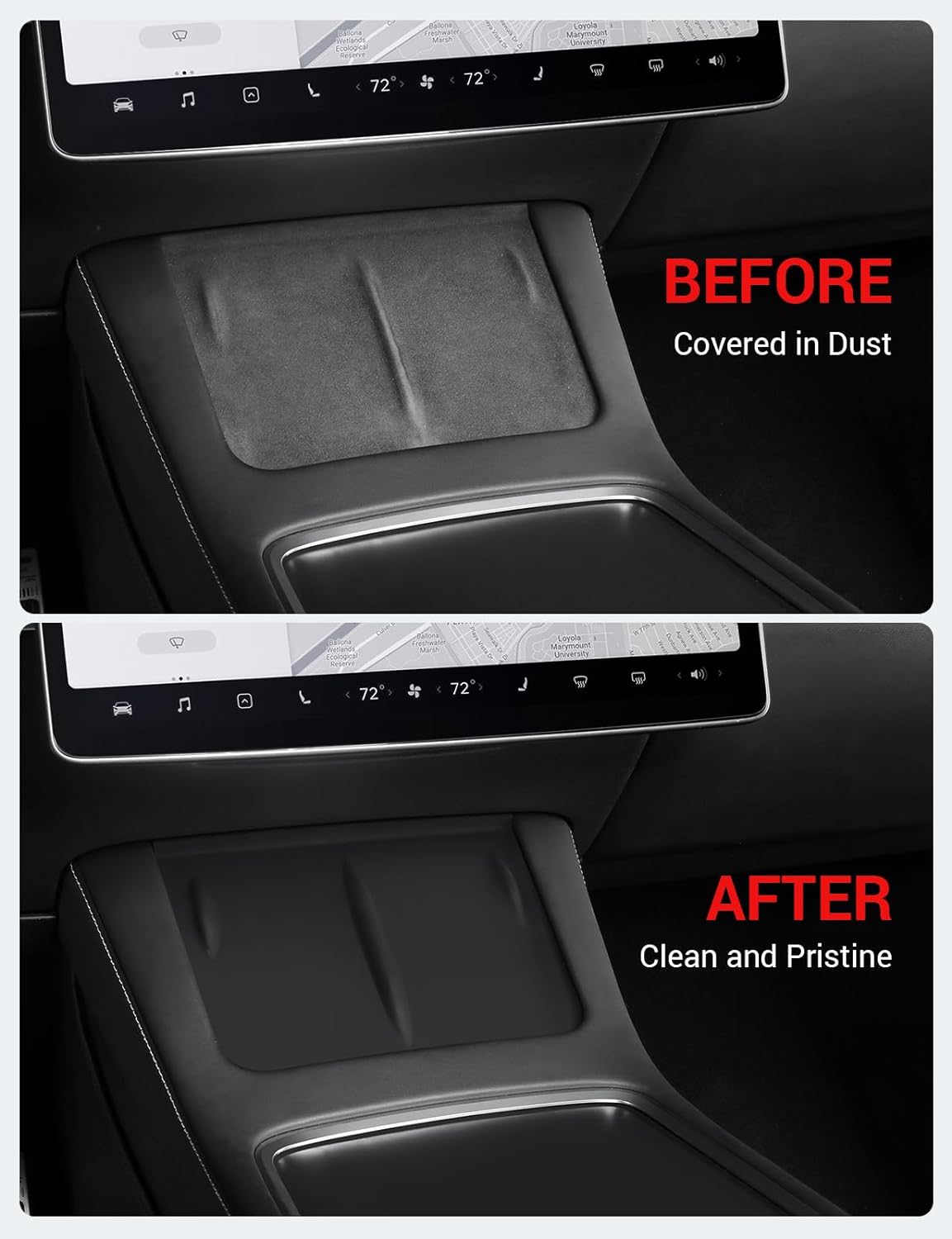 BASENOR Tesla Model Y Model 3 Center Console Wireless Charger Mat Silicone Mat Wireless Charging Phone Pad for Tesla Interior Accessories (Not Suitable for 2024 Model 3)