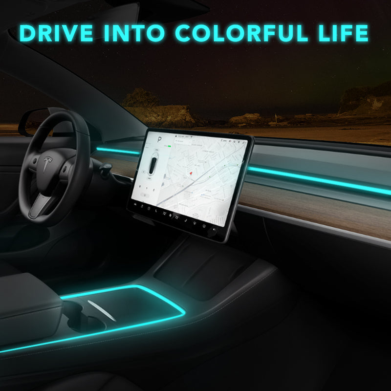 BASENOR Neon Light Tubes RGB Interior LED Strip Lights for 2023 2022 2021 Tesla Model Y Model 3