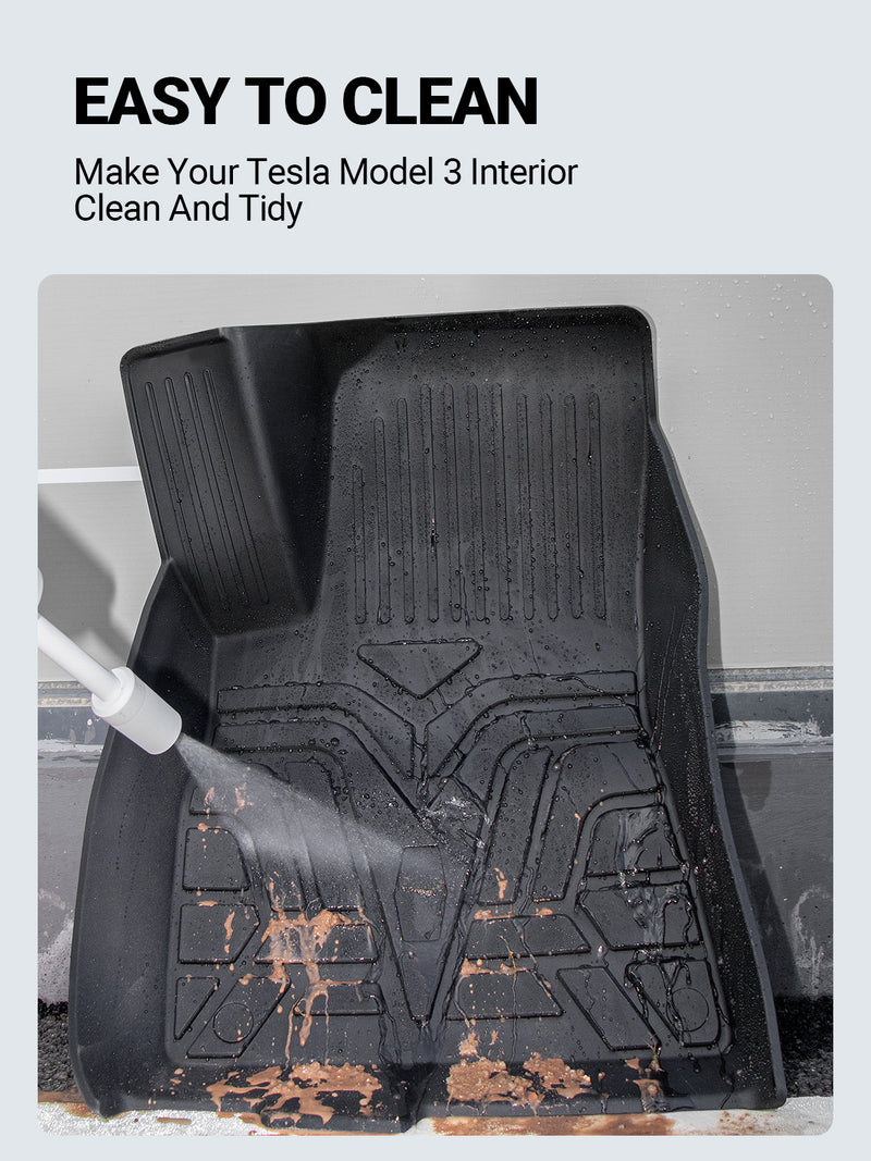 BASENOR Floor Mat TPE Full Set Mats for 2021 2022 2023 Tesla Model 3