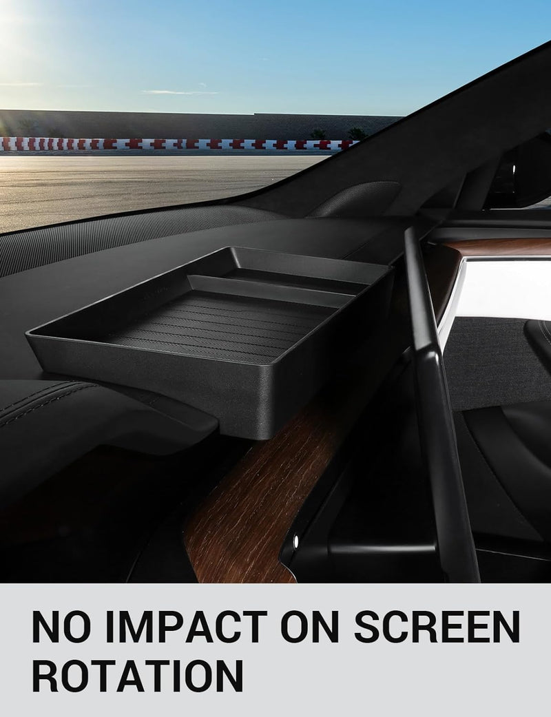 BASENOR Tesla Center Console Organizer Behind Screen Storage Box Dashboard Hidden Tray Non-Slip Sunglasses Tissue Holder for 2022-2024 Model S/S Plaid Model X/X Plaid Interior Accessories