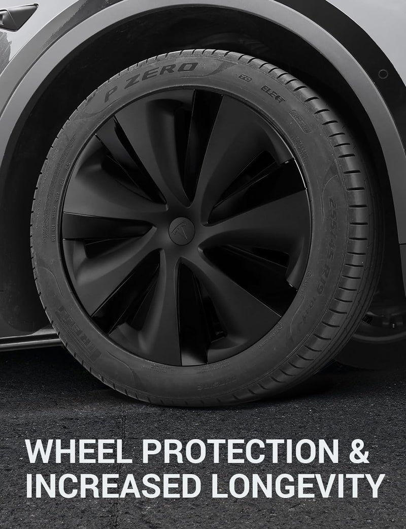 BASENOR Tesla Model Y Hubcaps 19 Inch Wheel Cover OEM Rim Protectors Replacement Cover Matte Black Hubcaps Exterior Accessories Set of 4