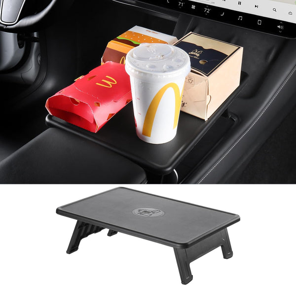 BASENOR Tesla Model 3 Model Y Center Console Table Tray Foldable Food Eating/Laptop Desk for Road Trips 2021-2024 Model Y and 2021-2023 Model 3 Interior Accessories (Not Fit 2024 Model 3)