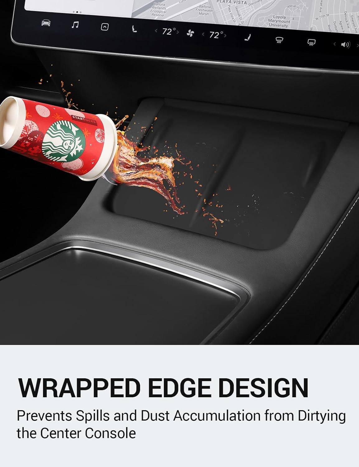 BASENOR Tesla Model Y Model 3 Center Console Wireless Charger Mat Silicone Mat Wireless Charging Phone Pad for Tesla Interior Accessories (Not Suitable for 2024 Model 3)