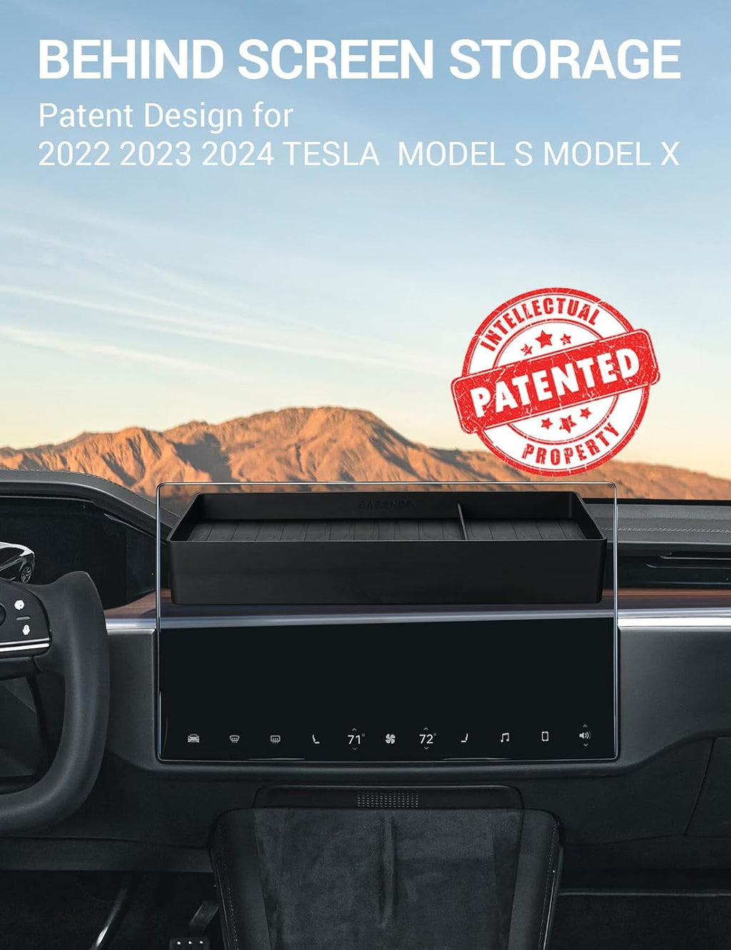 Tesla 3 Rear Screen Storage Rack Tesla Model S/X Behind-Screen Storage (2017-2024) | BASENOR