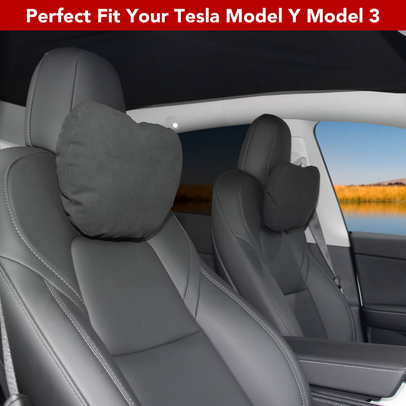 BASENOR Neck Pillows 2 PCS for Tesla Model Y Model 3 Model S LR/Plaid