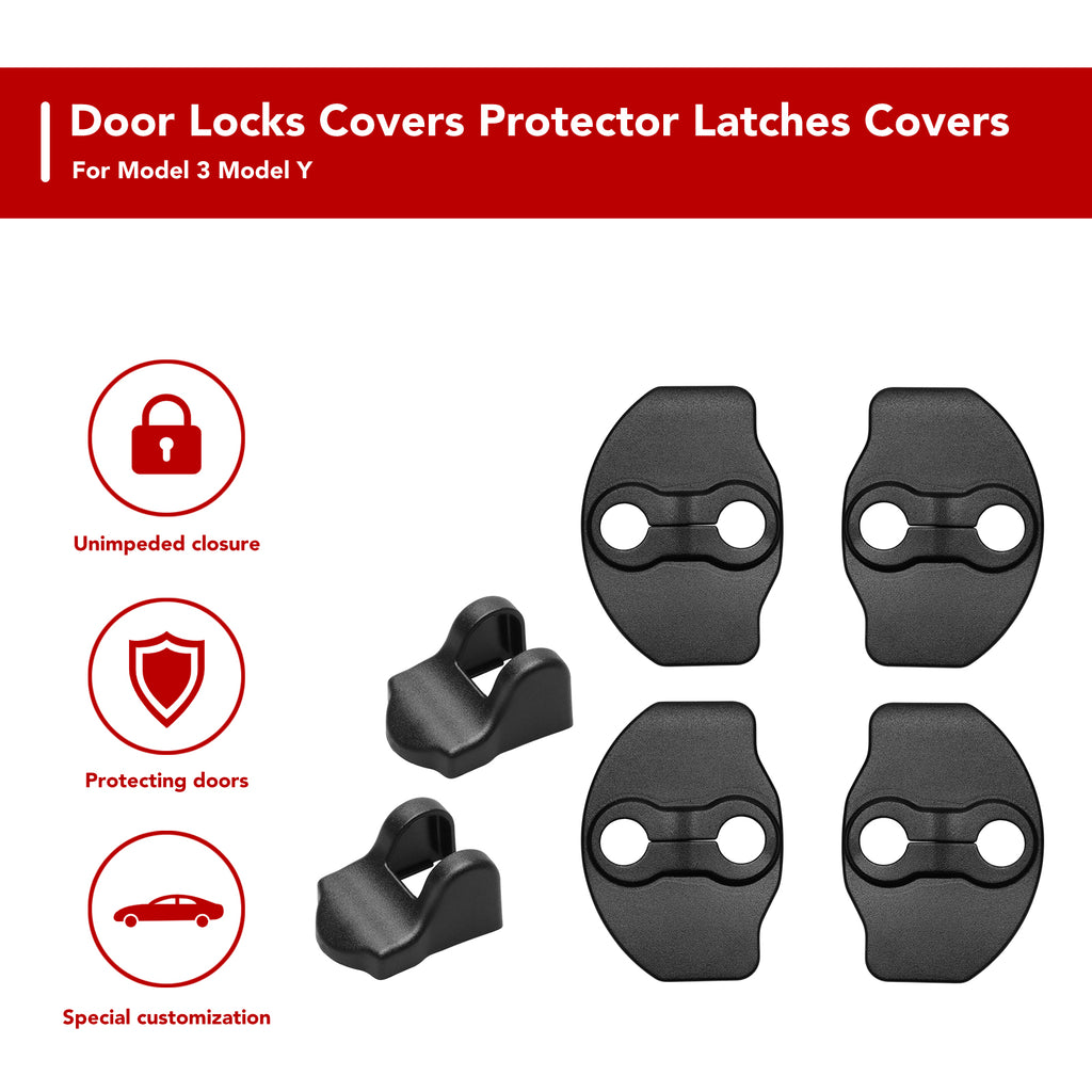 6 Pcs Matte Black Door Lock Protective Shell Tesla Model 3 Door Lock Cover  Protector Model Y Accessories - Auto Fastener & Clip - AliExpress