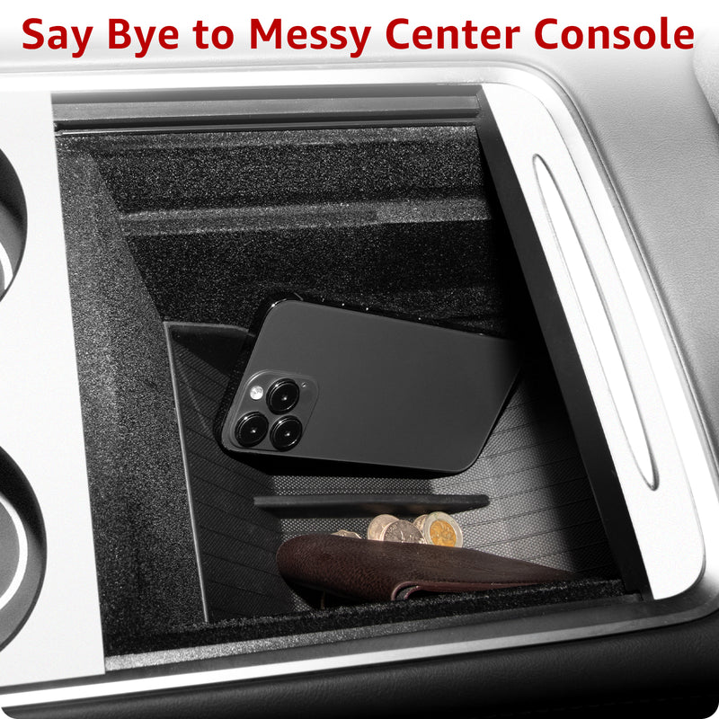 Basenor Tesla Model Y Model 3 Center Console Organizer Tray TPE Control Lower Bottom Storage Box Fit Model Y Model 3 2023 2022 2021