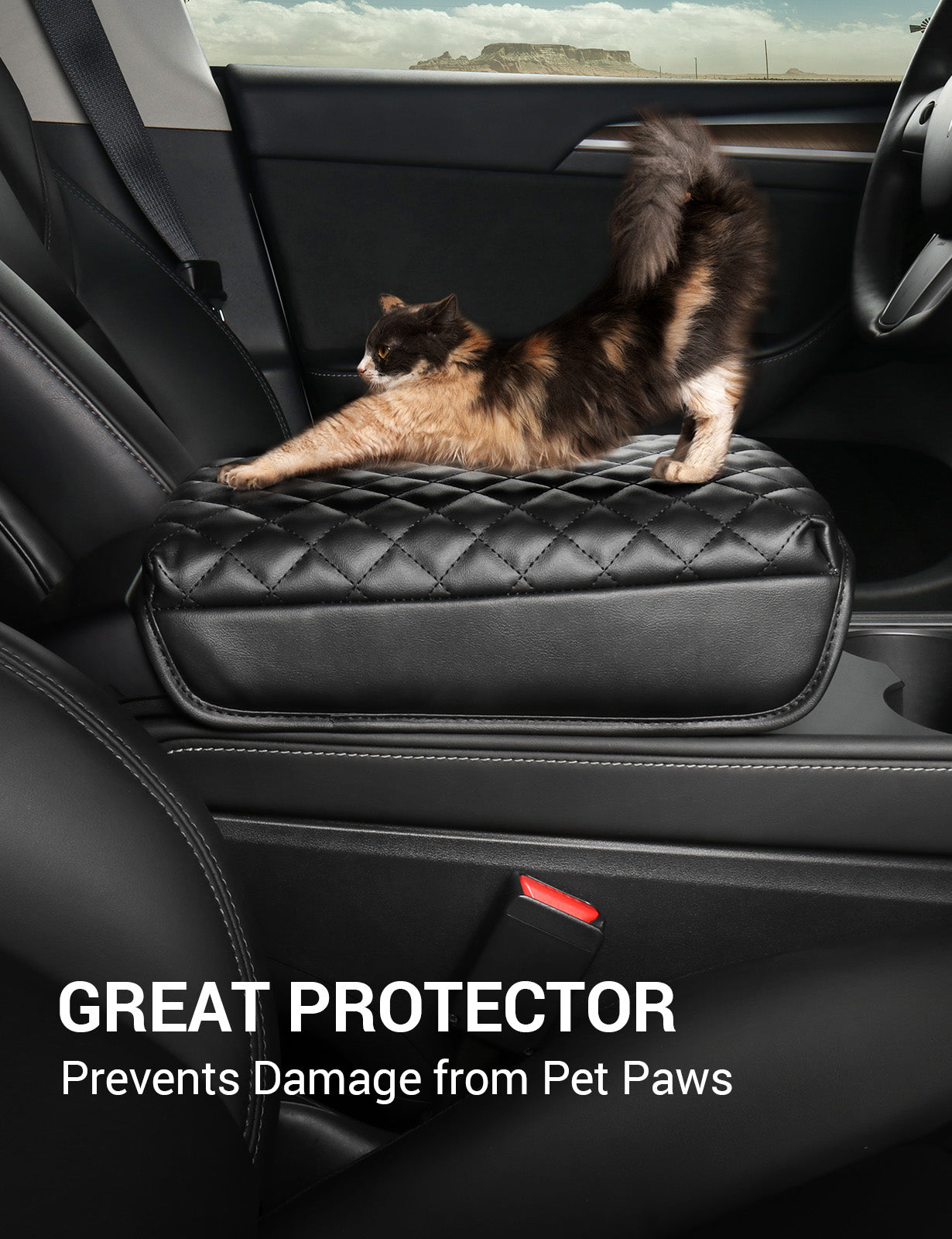 BASENOR Center Console Cover Armrest Pad for 2016-2023 Tesla Model 3 Model Y