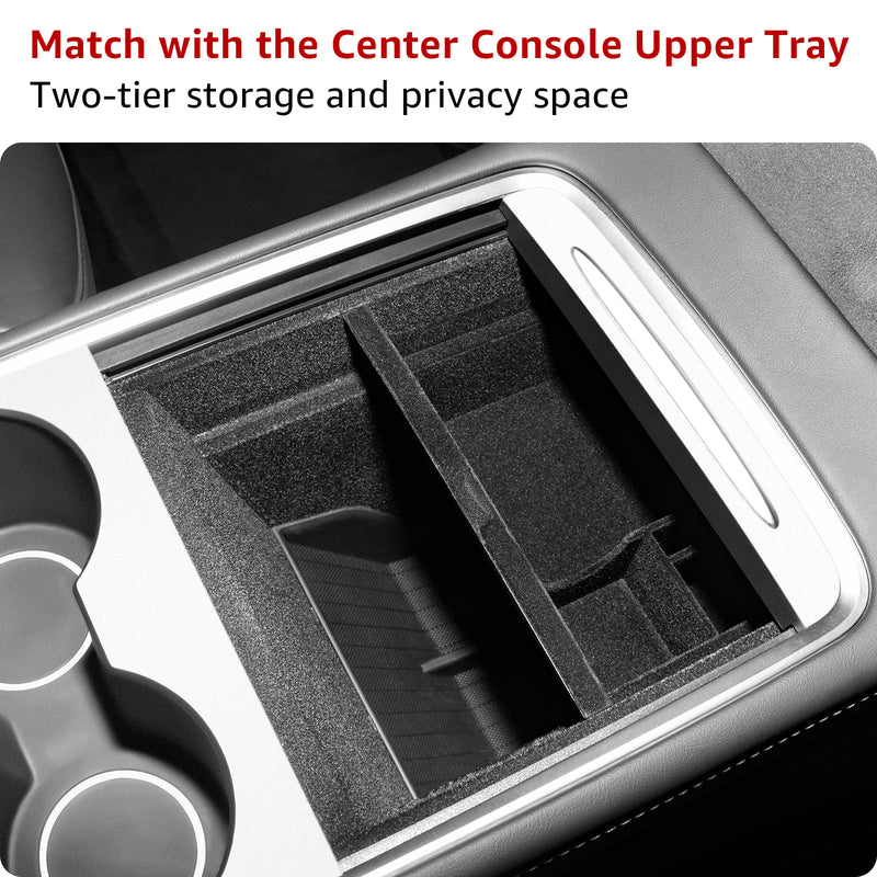 Basenor Tesla Model Y Model 3 Center Console Organizer Tray TPE Control  Lower Bottom Storage Box Fit Model Y Model 3 2023 2022 2021