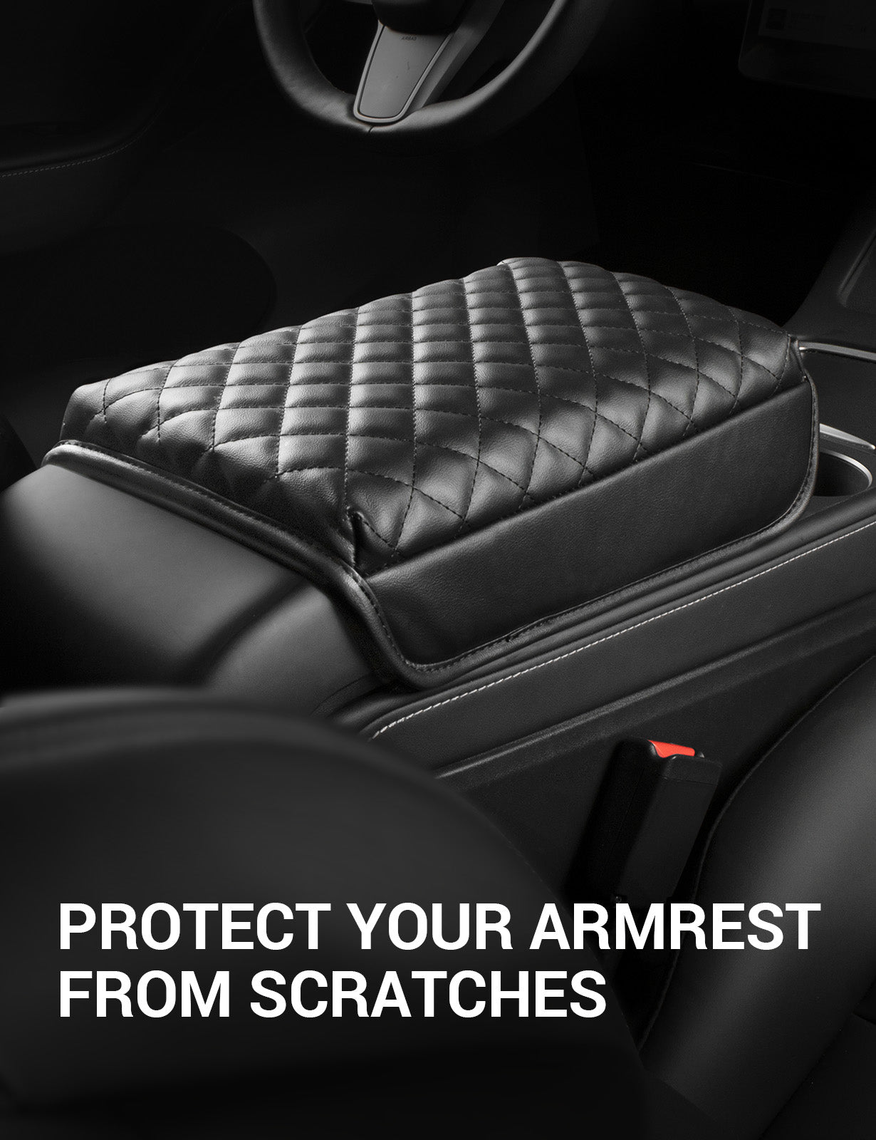 BASENOR Center Console Cover Armrest Pad for 2016-2023 Tesla Model 3 Model Y