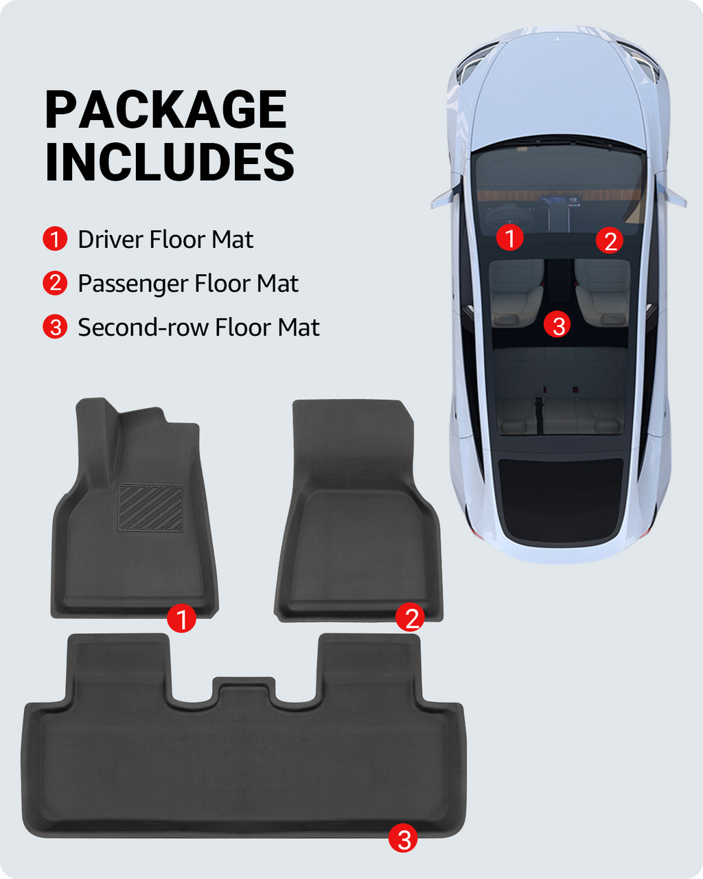 Tesla Model Y Floor Mats 3D Full Set Liners Anti-Slip 7 seats