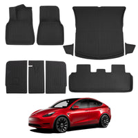 Tesla Model Y Floor Mats - 3D All-Weather Anti-Slip Waterproof, 2nd Row Back Cover, 9 PCS | BASENOR
