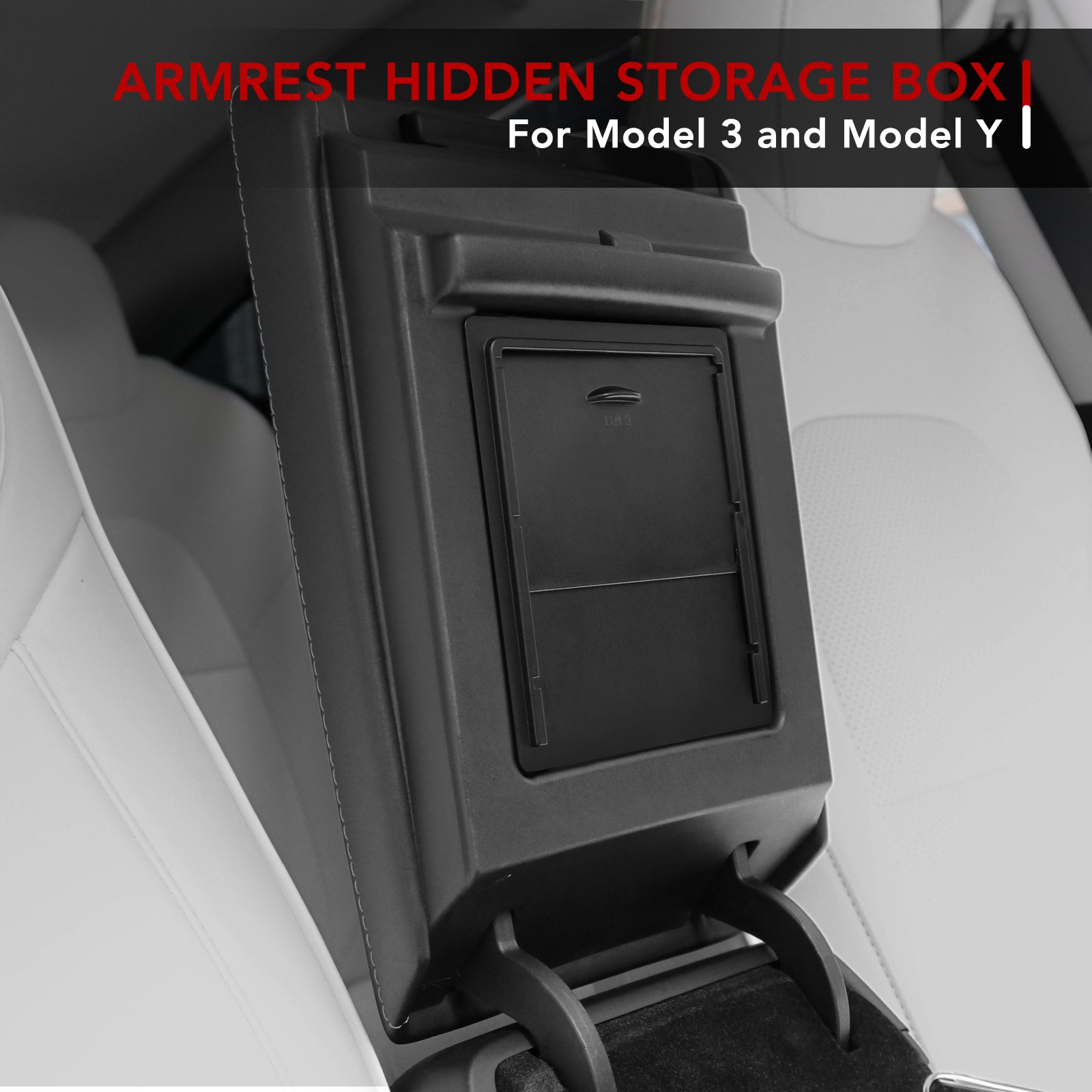 BASENOR Armrest Hidden Storage Box for Tesla Model 3 Model Y - Image 7