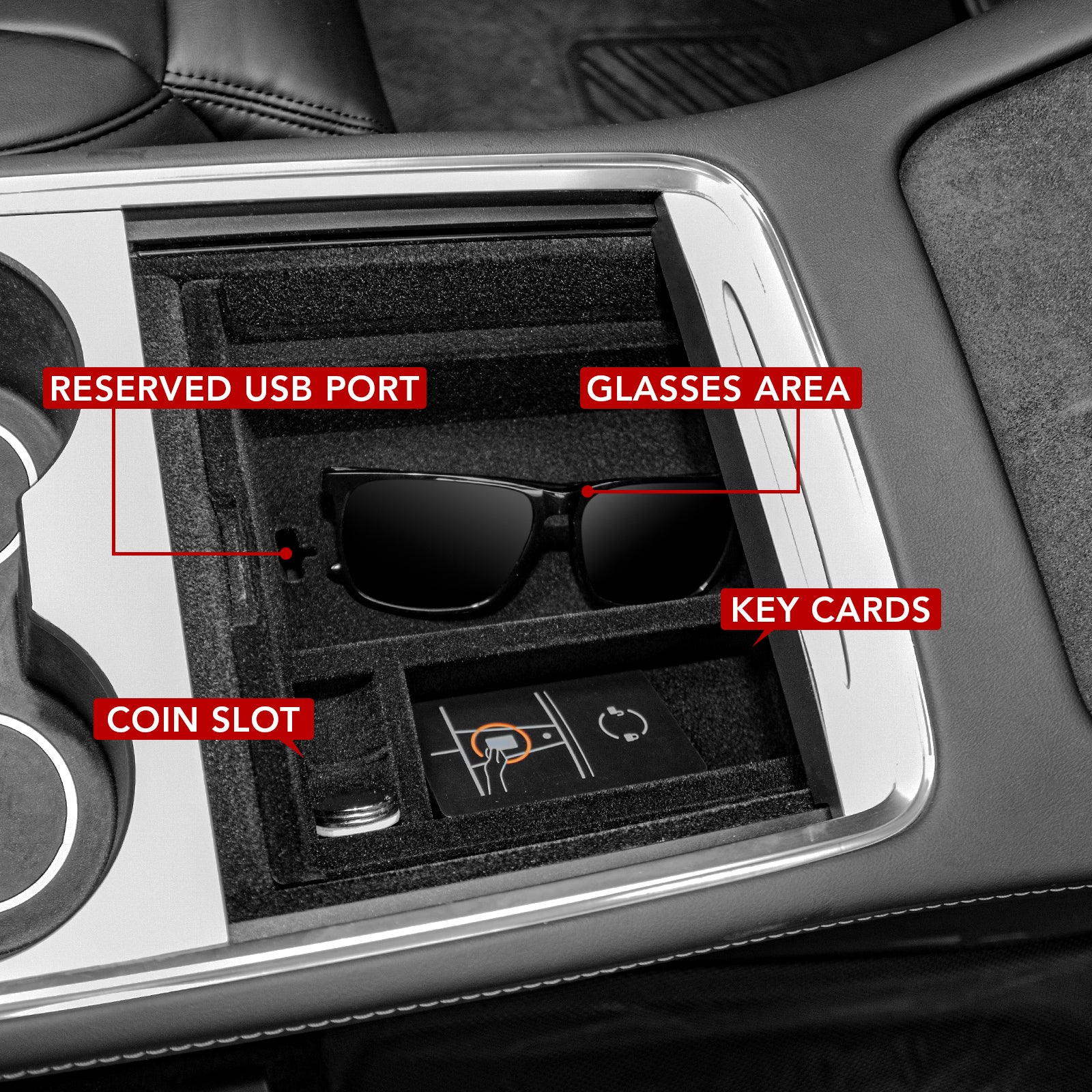 BASENOR Center Console Tray for Tesla Model Y Model 3 - Image 4