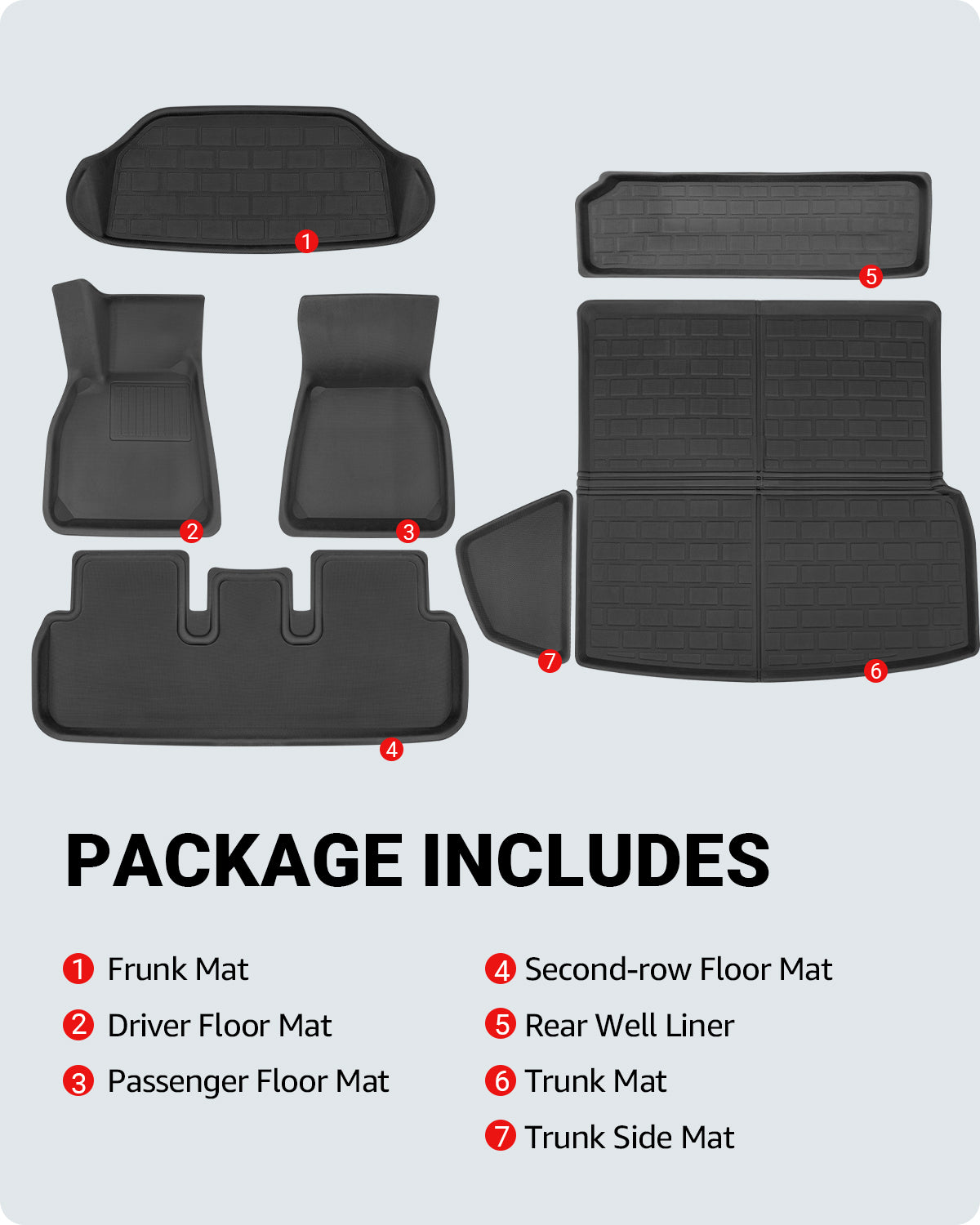 BASENOR Floor Mats 3D Full Set for 2023 2022 2021 Tesla Model S - Image 9