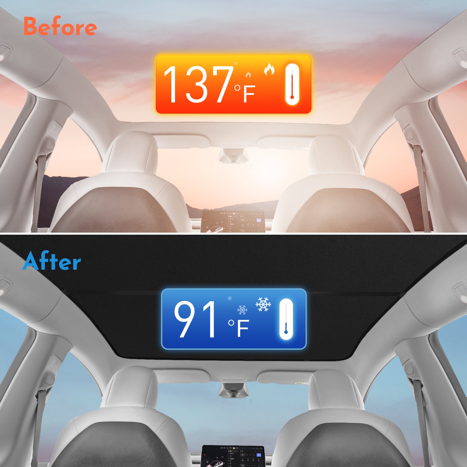 BASENOR Glass Roof Sunshade-separate type(Set of 4) for 2020-2023 Tesla Model Y - Image 3