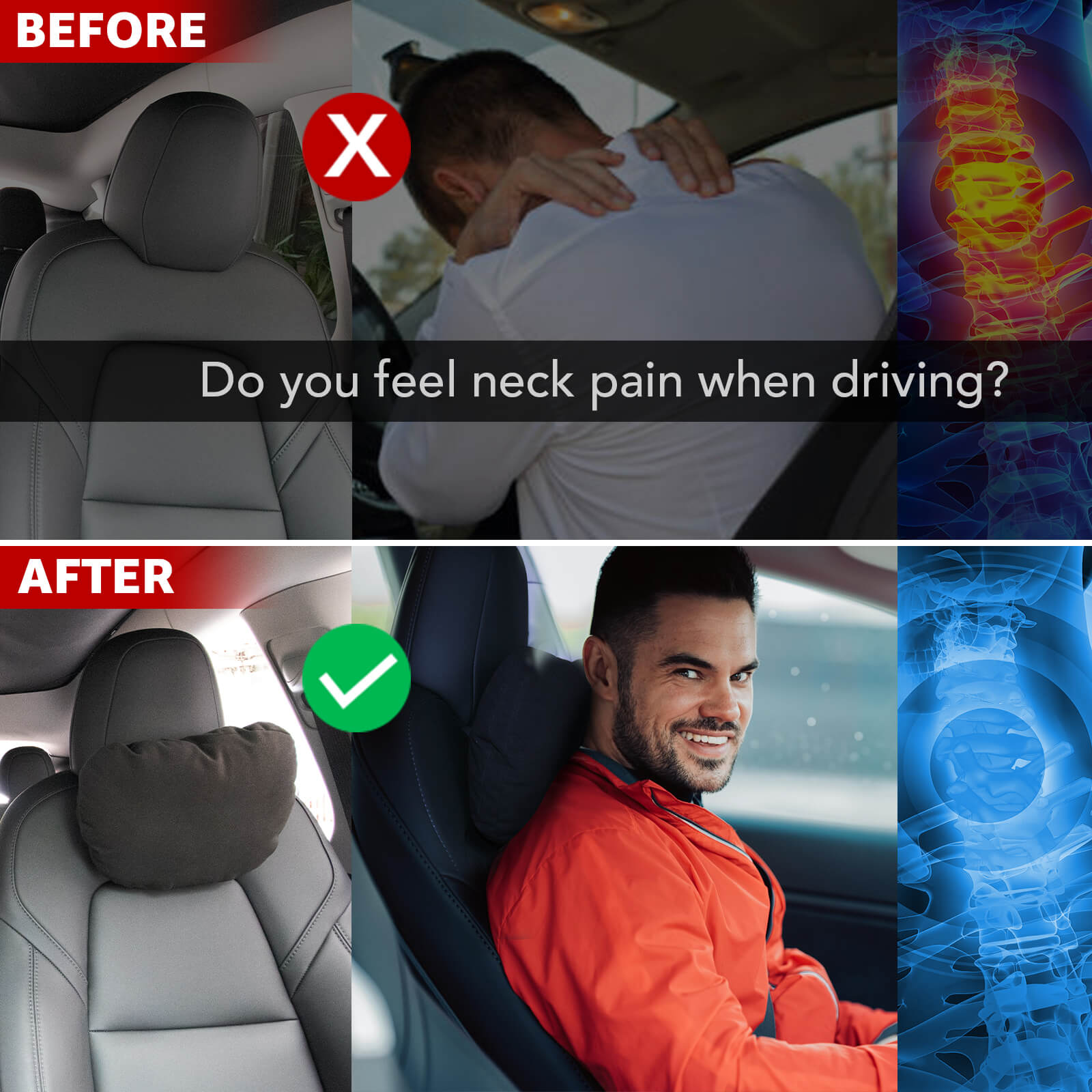 BASENOR Neck Pillows 2 PCS for Tesla Model Y Model 3 Model S LR/Plaid - Image 2