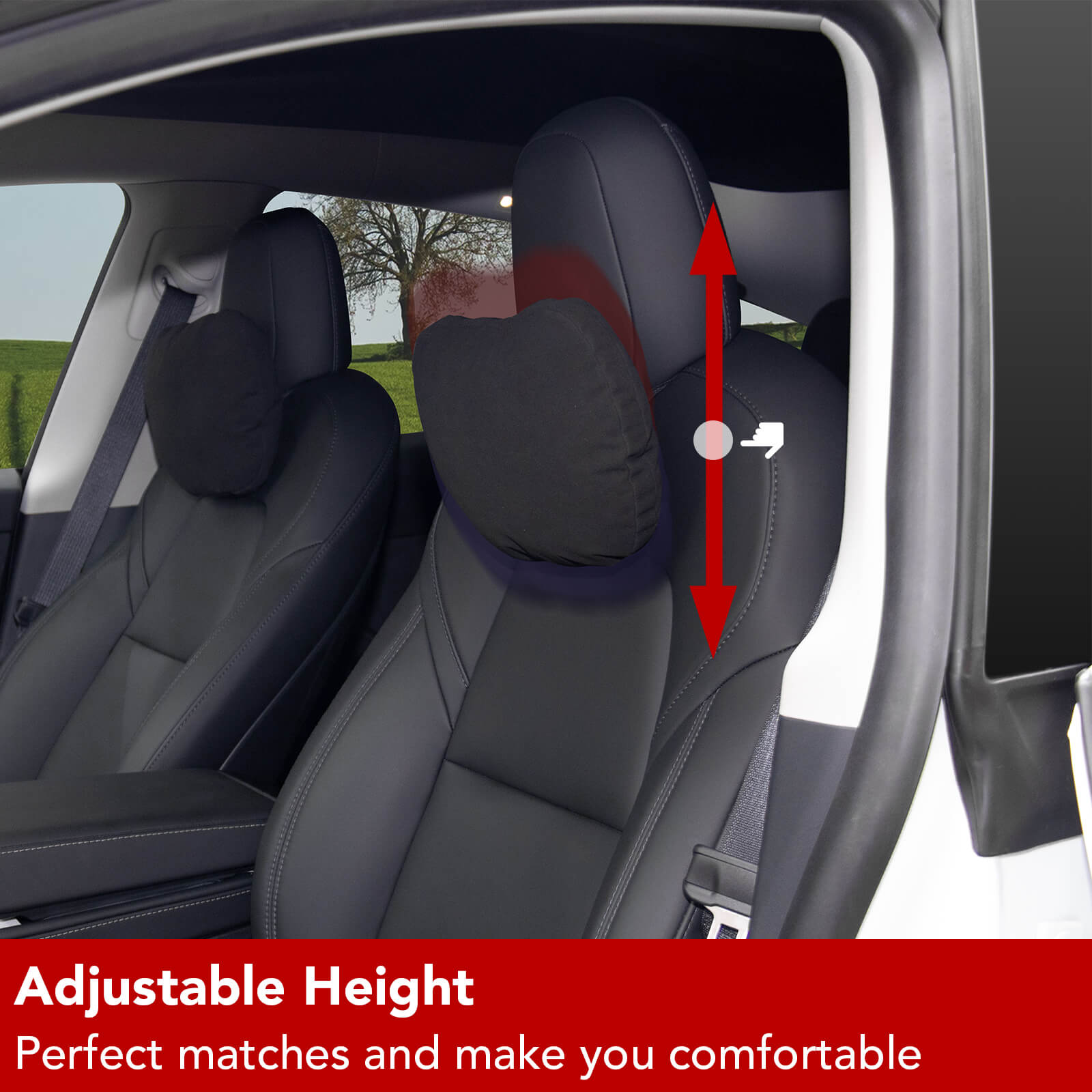 BASENOR Neck Pillows 2 PCS for Tesla Model Y Model 3 Model S LR/Plaid - Image 3