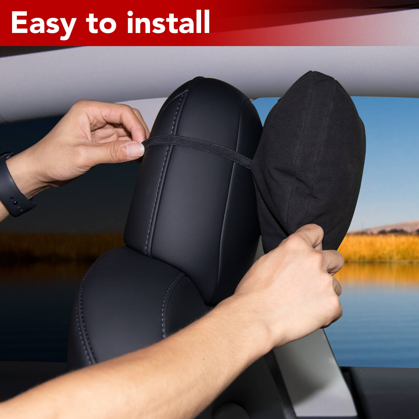 BASENOR Neck Pillows 2 PCS for Tesla Model Y Model 3 Model S LR/Plaid - Image 6