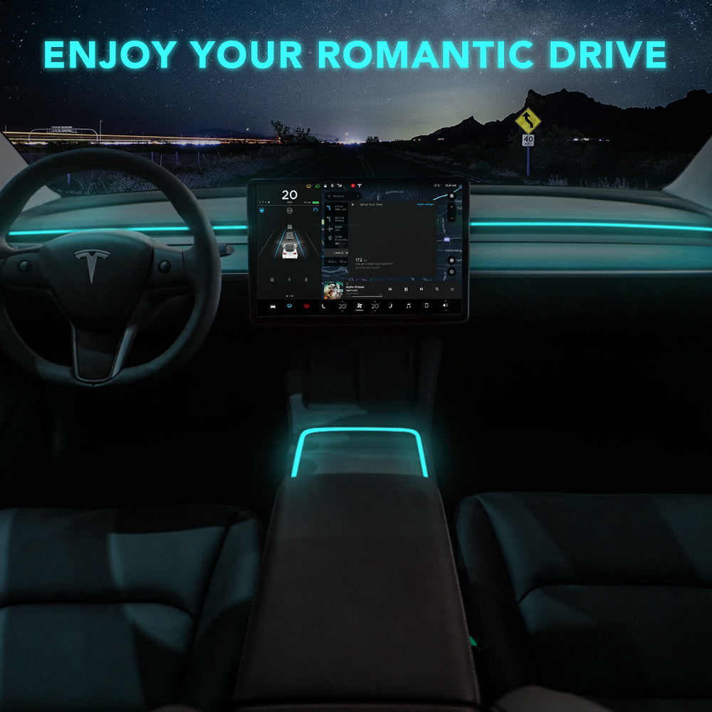BASENOR Neon Light Tubes RGB Interior LED Strip Lights for 2022-2023 2021 Tesla Model Y Model 3 - Image 7