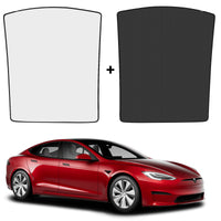 BASENOR Plaid Glass Roof Sunshade ( 2pcs) for 2023 2022 2021 Tesla Model S