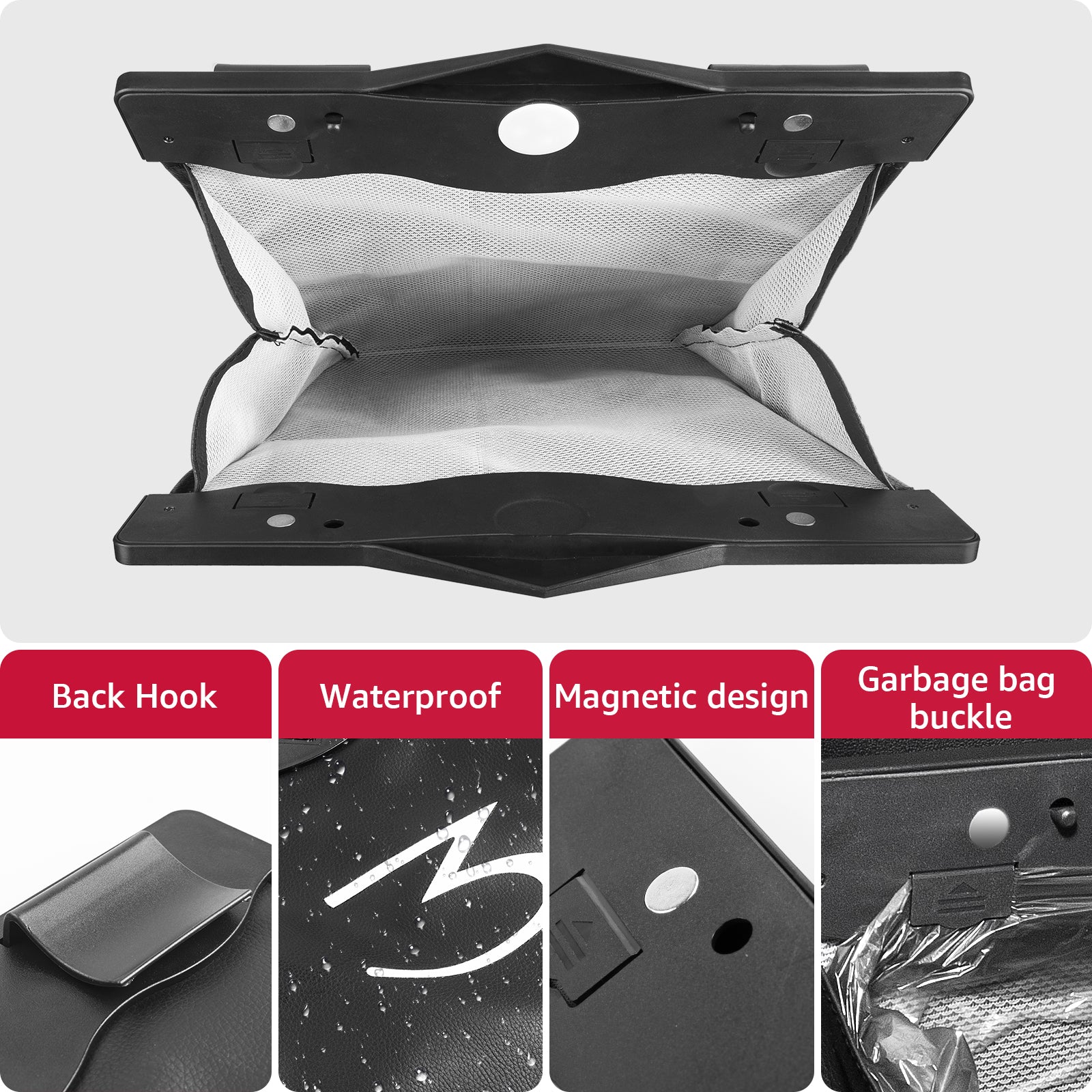 BASENOR PU Leather Garbage Bin with LED light for 2016-2023 Tesla Model 3 - Image 6