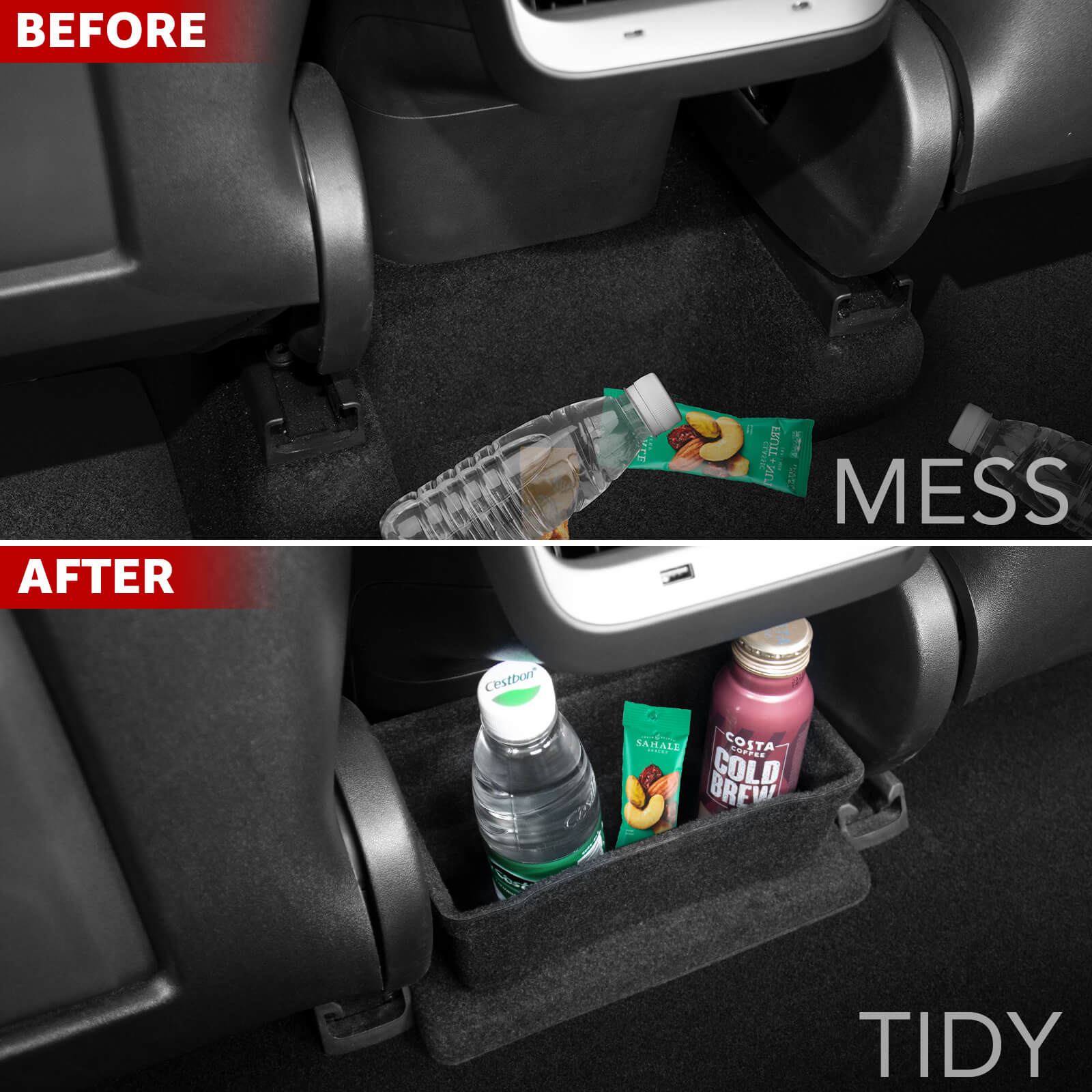 BASENOR Rear Center Console Organizer for 2016-2023 Tesla Model 3 - Image 2