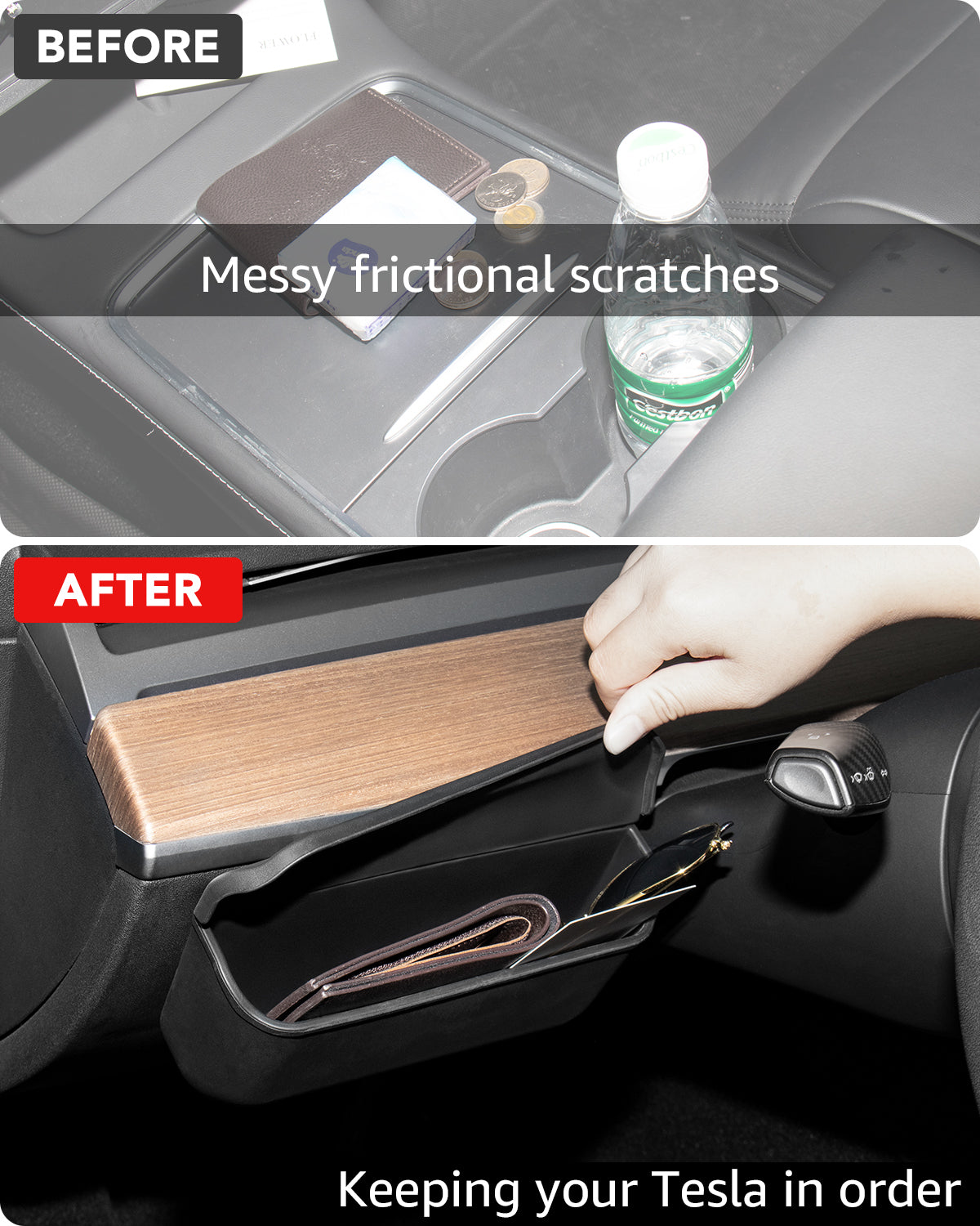 Basenor Tesla Model 3 Model Y Model S Model X Sunglasses Holder Center Console Organizer Silicone Steering Wheel Side Storage Box Glasses Case Key Card Phone Holder Accessories - Image 3