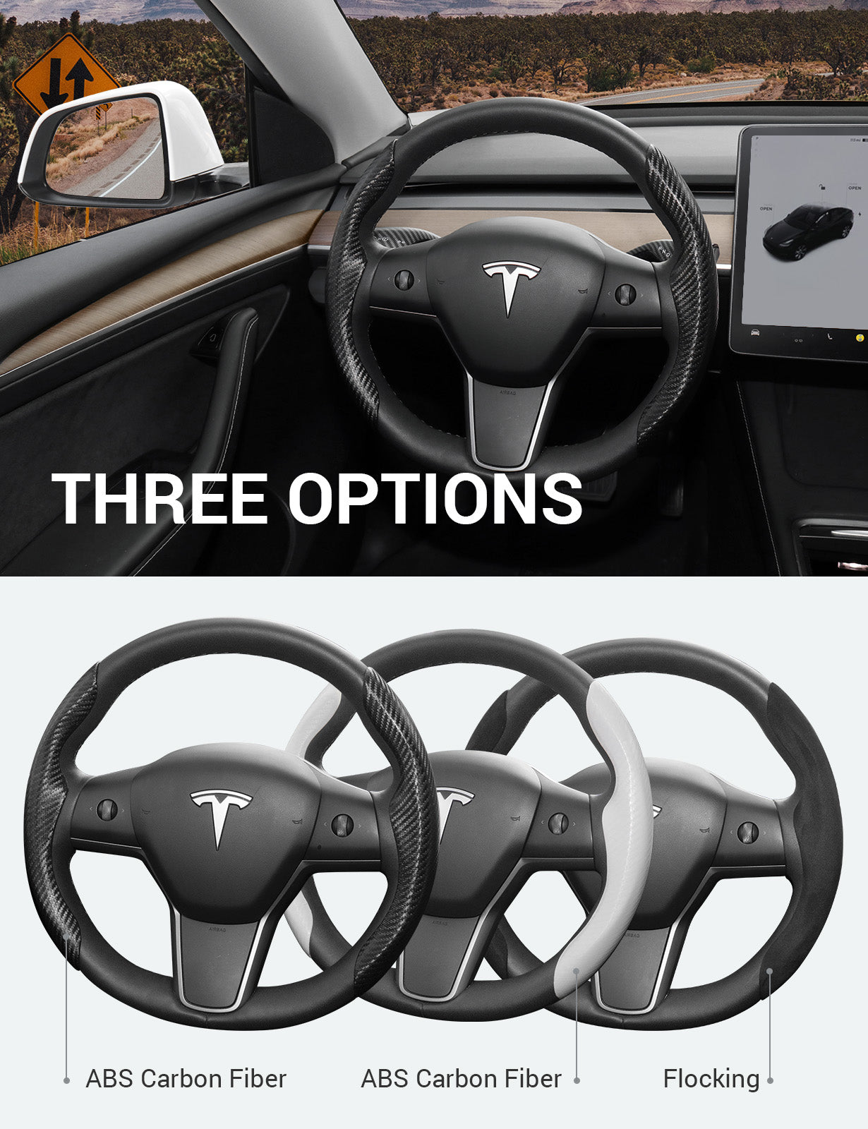 BASENOR Tesla Model 3 Model Y Steering Wheel Cover Steering Wheel Wrap Protector Anti-Slip Interior Accessories - Image 6