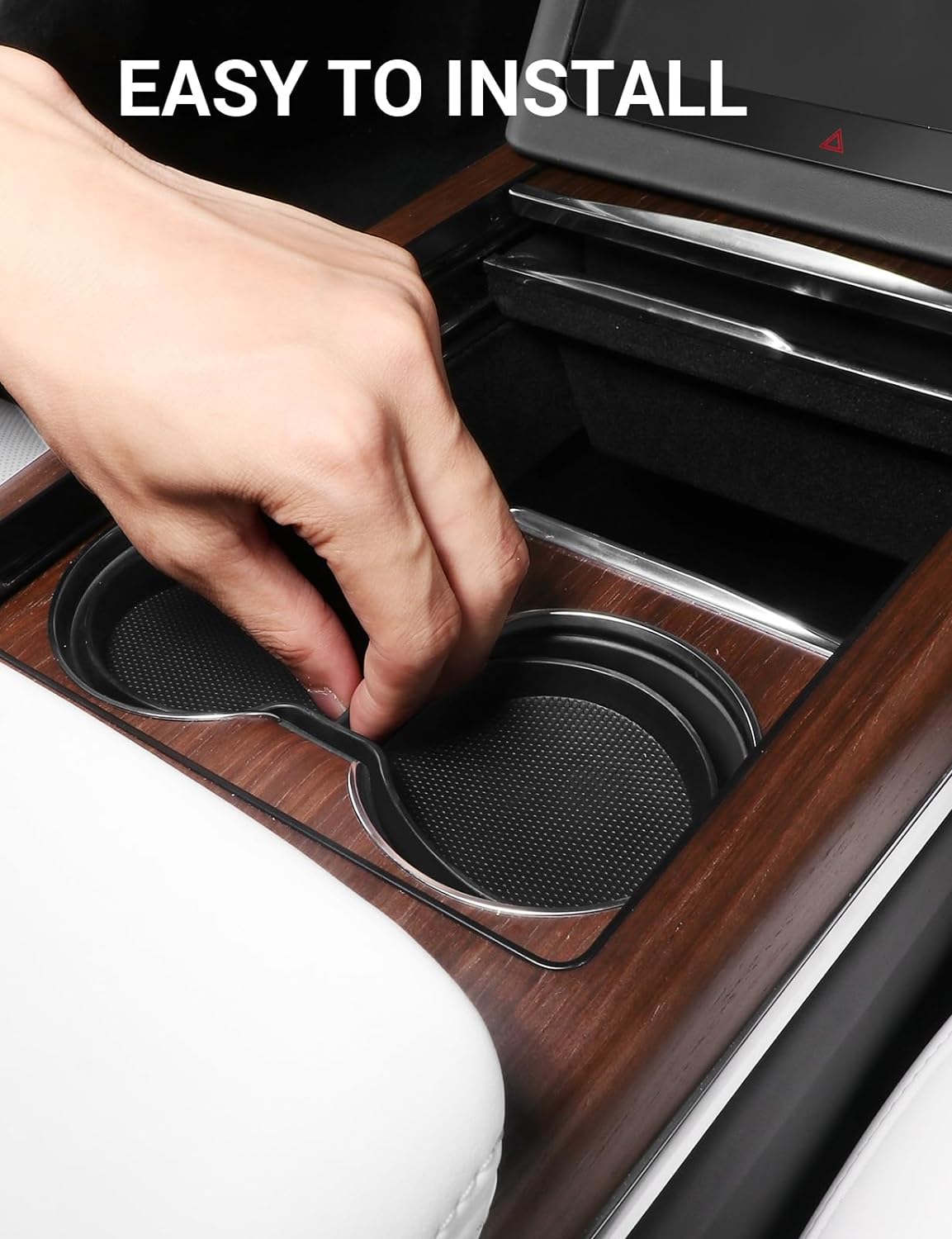 BASENOR Tesla Model S Model S Plaid Model X Model X Plaid Center Console Storage Organizer Box Tray Pad TPE Cup Holder Insert Mat for Tesla Interior Accessories 2024 2023 2022 (2 PCS) - Image 8